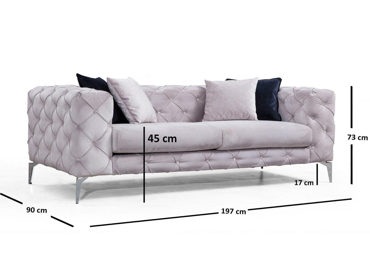 Canapea fixă Como, Diverse culori, Diverse configurații, Diverse dimensiuni - Gri deschis - 197x90x73 cm - 2 locuri | SKU: 569HLN1104 | Canapea fixă Como, varianta Gri deschis - 197x90x73 cm - 2 locuri, produs pentru amenajarea locuinței, disponibil online în România la CasaMob