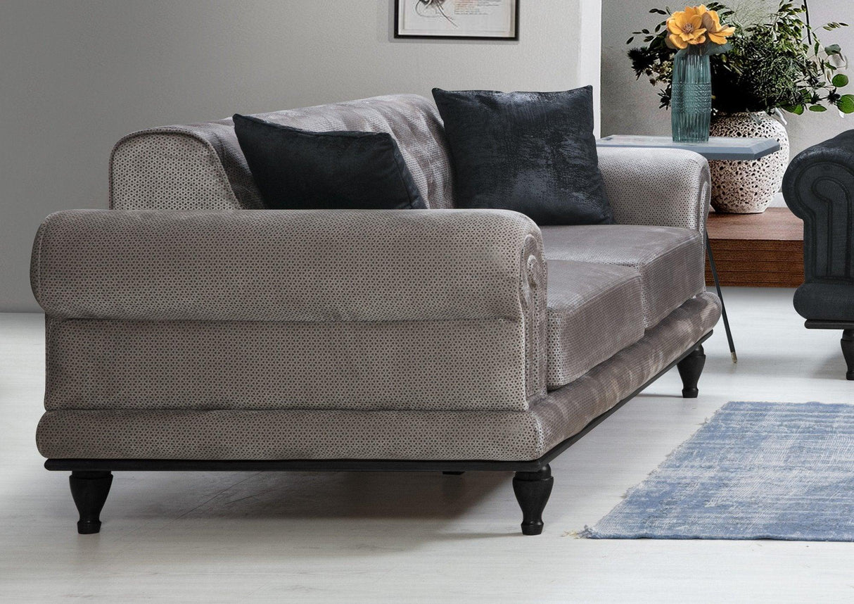 Canapea extensibila cu 3 Locuri Polyanna, Gri, 230x95x78 cm