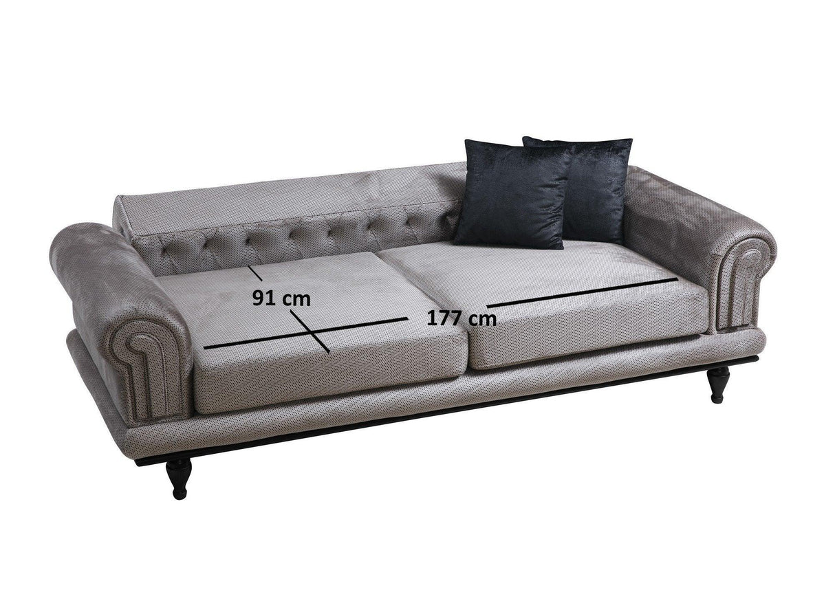 Canapea extensibila cu 3 Locuri Polyanna, Gri, 230x95x78 cm