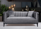Canapea Fixa cu 2 Locuri Trendy, Gri Inchis, 190 x 89 x 79 cm