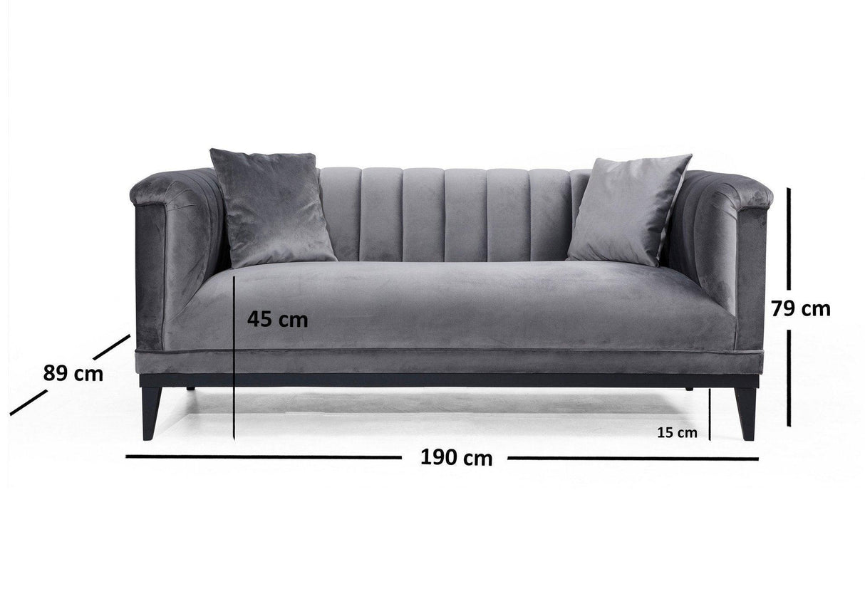 Canapea Fixa cu 2 Locuri Trendy, Gri Inchis, 190 x 89 x 79 cm