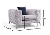 Fotoliu Chesterfield, 90x70x108 cm - Gri deschis, SKU 569HLN1502