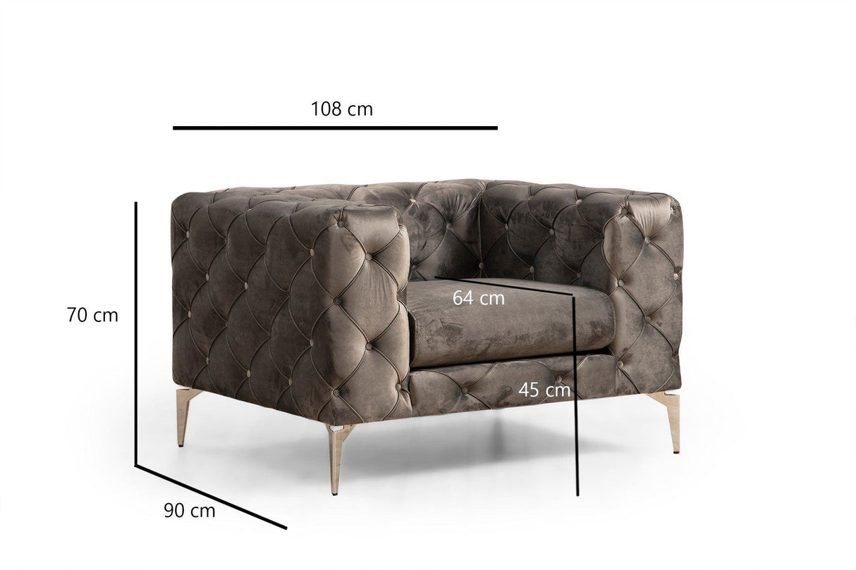Fotoliu Chesterfield, 90x70x108 cm - Gri, SKU 569HLN1502