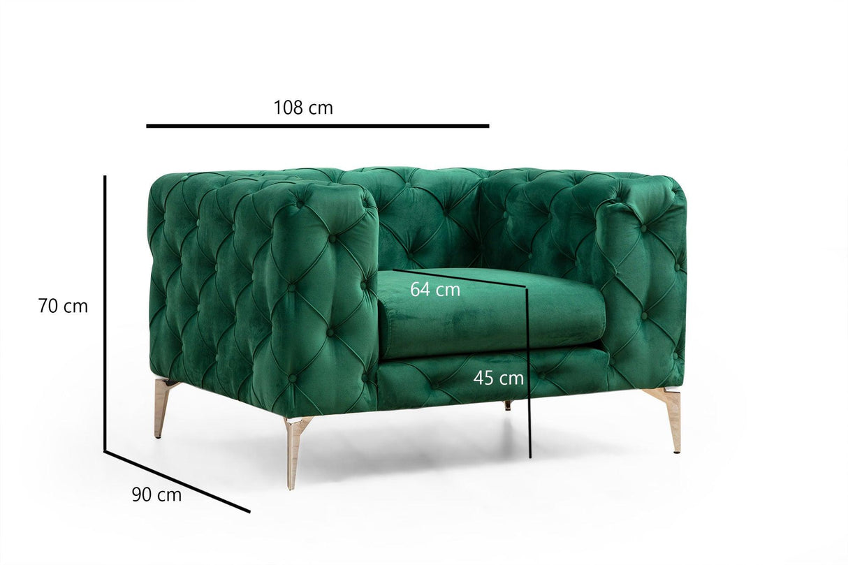 Fotoliu Chesterfield, 90x70x108 cm - Verde, SKU 569HLN1502