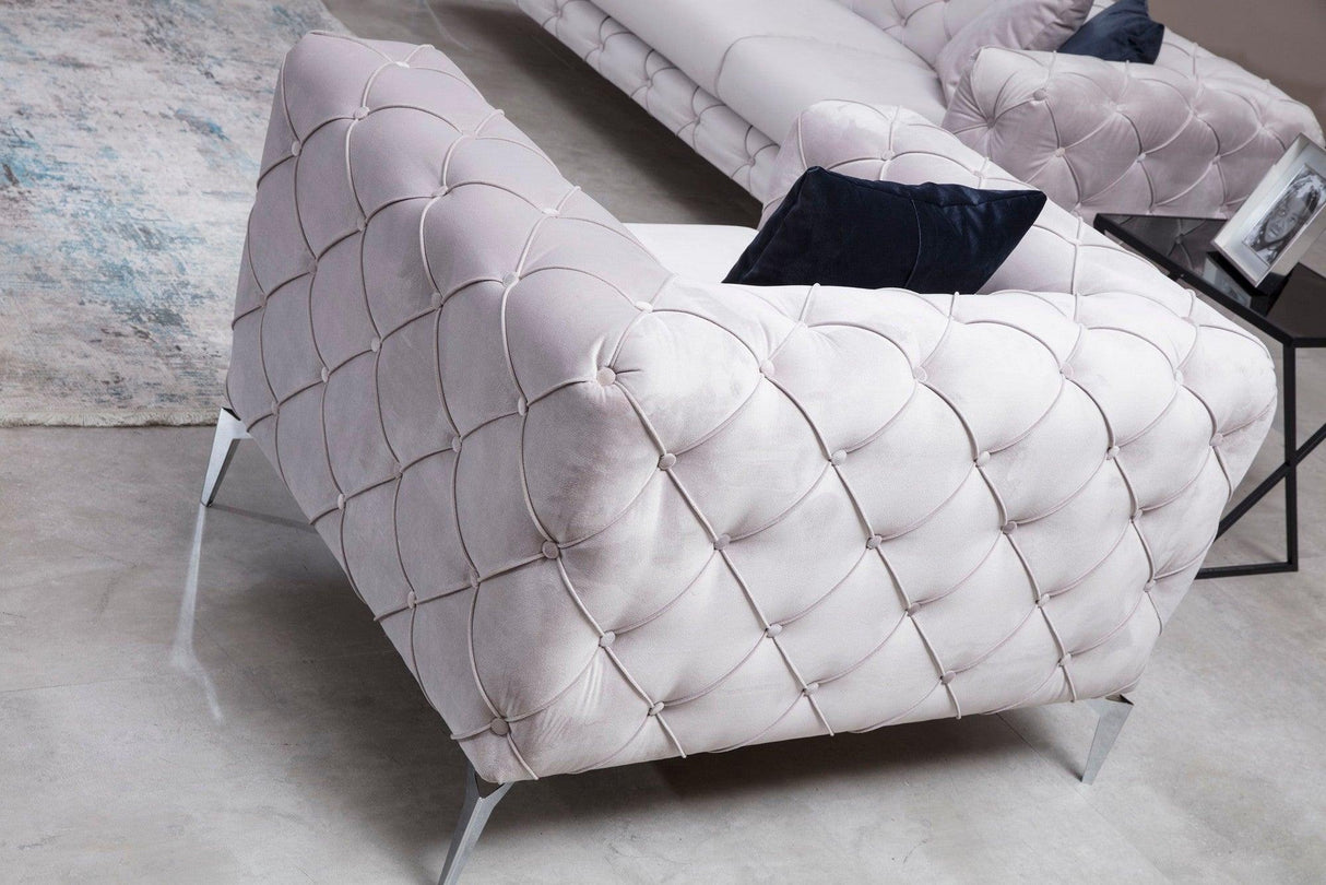 Fotoliu Chesterfield, 90x70x108 cm - Gri deschis, SKU 569HLN1502