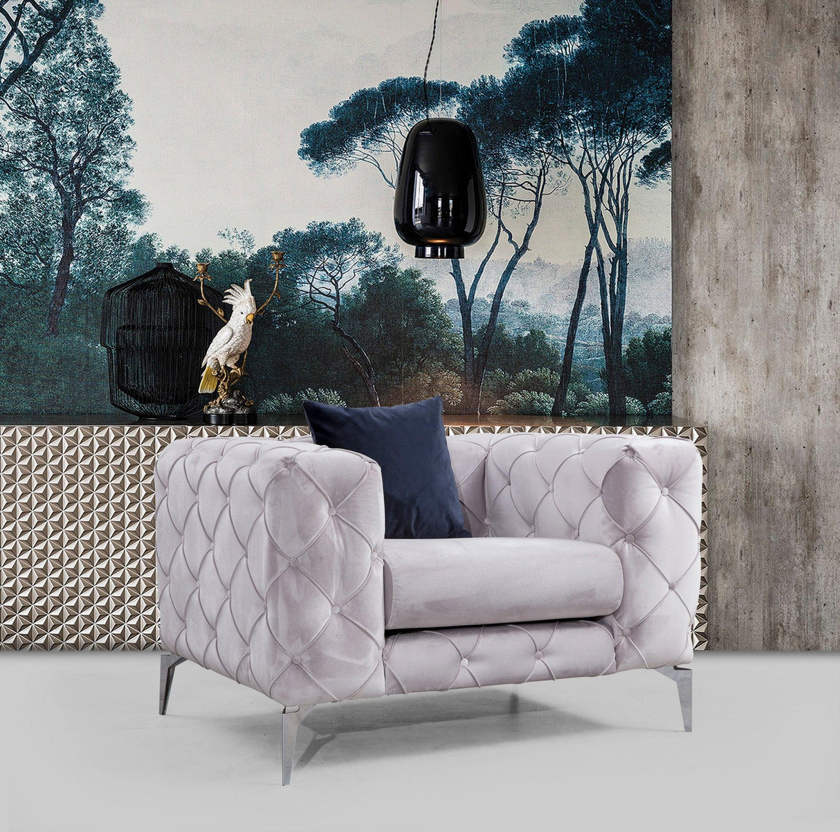 Fotoliu Chesterfield, 90x70x108 cm - Gri deschis, SKU 569HLN1502
