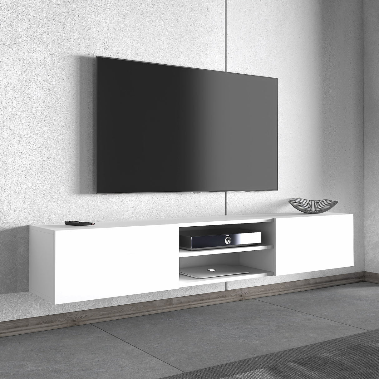 Comodă TV 2550000006857, Alb, 180x32x30 cm