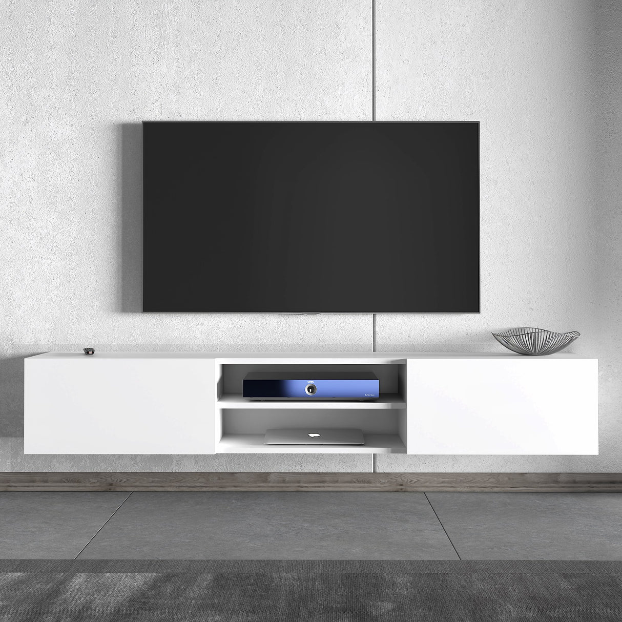 Comodă TV 2550000006857, Alb, 180x32x30 cm