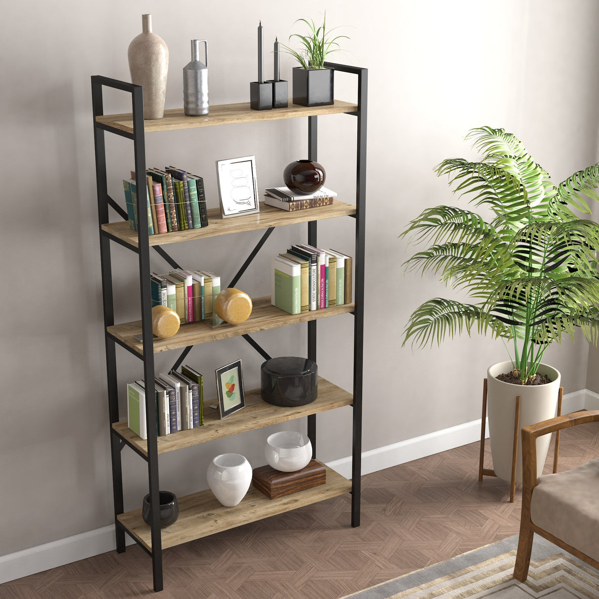 Bibliotecă 3250000006029, Pin atlantic, 90x34x180 cm