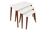 Set 3 măsuțe de cafea Base, Alb - Nuc, 43x34x37 cm