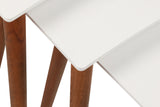 Set 3 măsuțe de cafea Base, Alb - Nuc, 43x34x37 cm