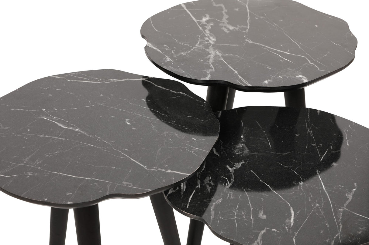 Set 3 măsuțe de cafea Forga, Negru, 41x39x47 cm