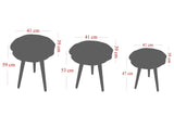 Set 3 măsuțe de cafea Forga, Negru, 41x39x47 cm