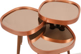 Set 3 măsuțe de cafea Pizzo, Rose gold - Nuc, 42x41x47 cm
