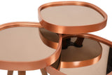 Set 3 măsuțe de cafea Pizzo, Rose gold - Nuc, 42x41x47 cm