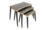 Set 3 măsuțe de cafea Tensio, Negru - Auriu, 43x34x37 cm