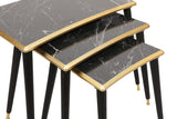 Set 3 măsuțe de cafea Tensio, Negru - Auriu, 43x34x37 cm