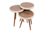 Set 3 măsuțe de cafea Wood, Nuc - Crem, 39x39x48 cm