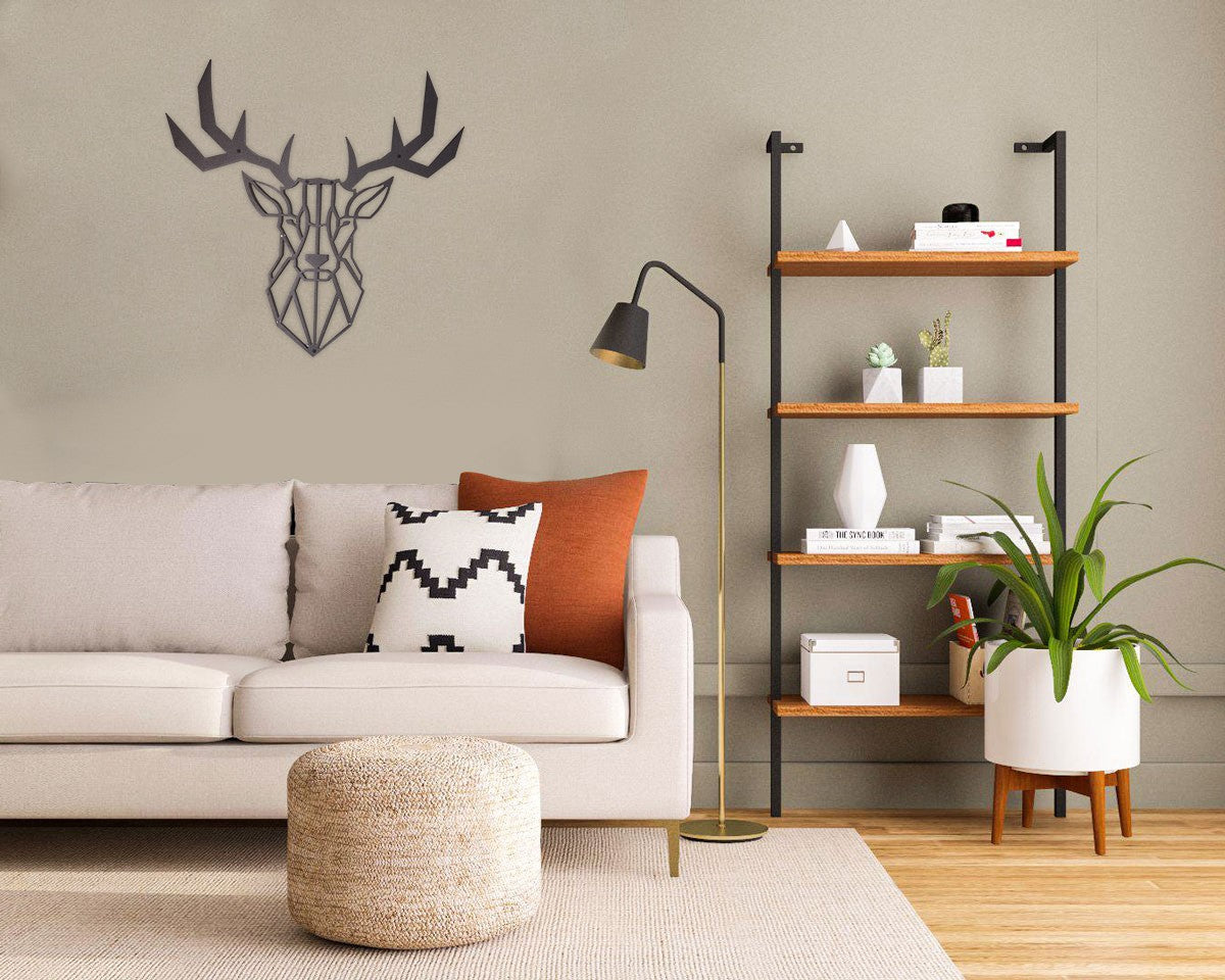 Decorațiune de perete din metal Deer, Negru, 50x50x0 cm