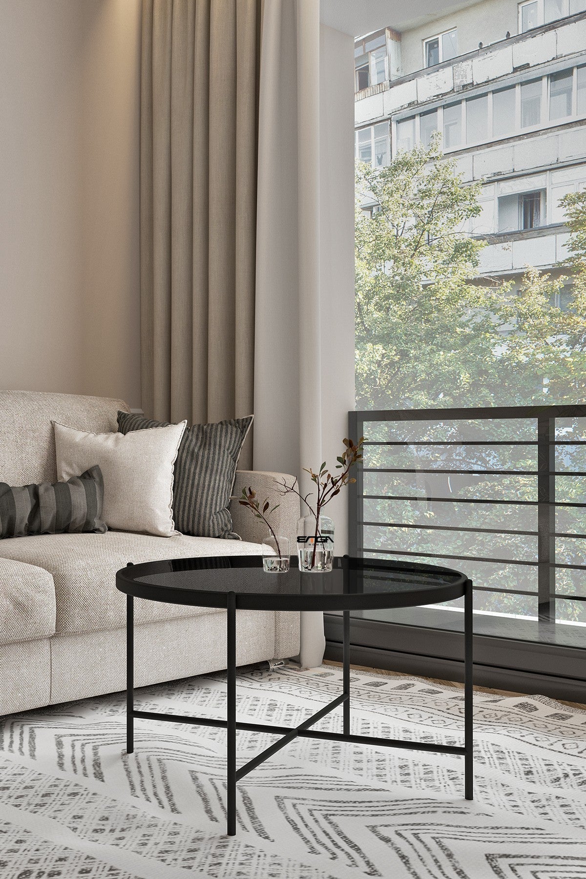 Măsuță de cafea Rotto, Diverse culori, 75x75x45 cm - Fumuriu | SKU: 594MRS1226 | Măsuță de cafea Rotto, 75x75x45 cm, varianta Fumuriu, produs pentru amenajarea locuinței, disponibil online în România la CasaMob