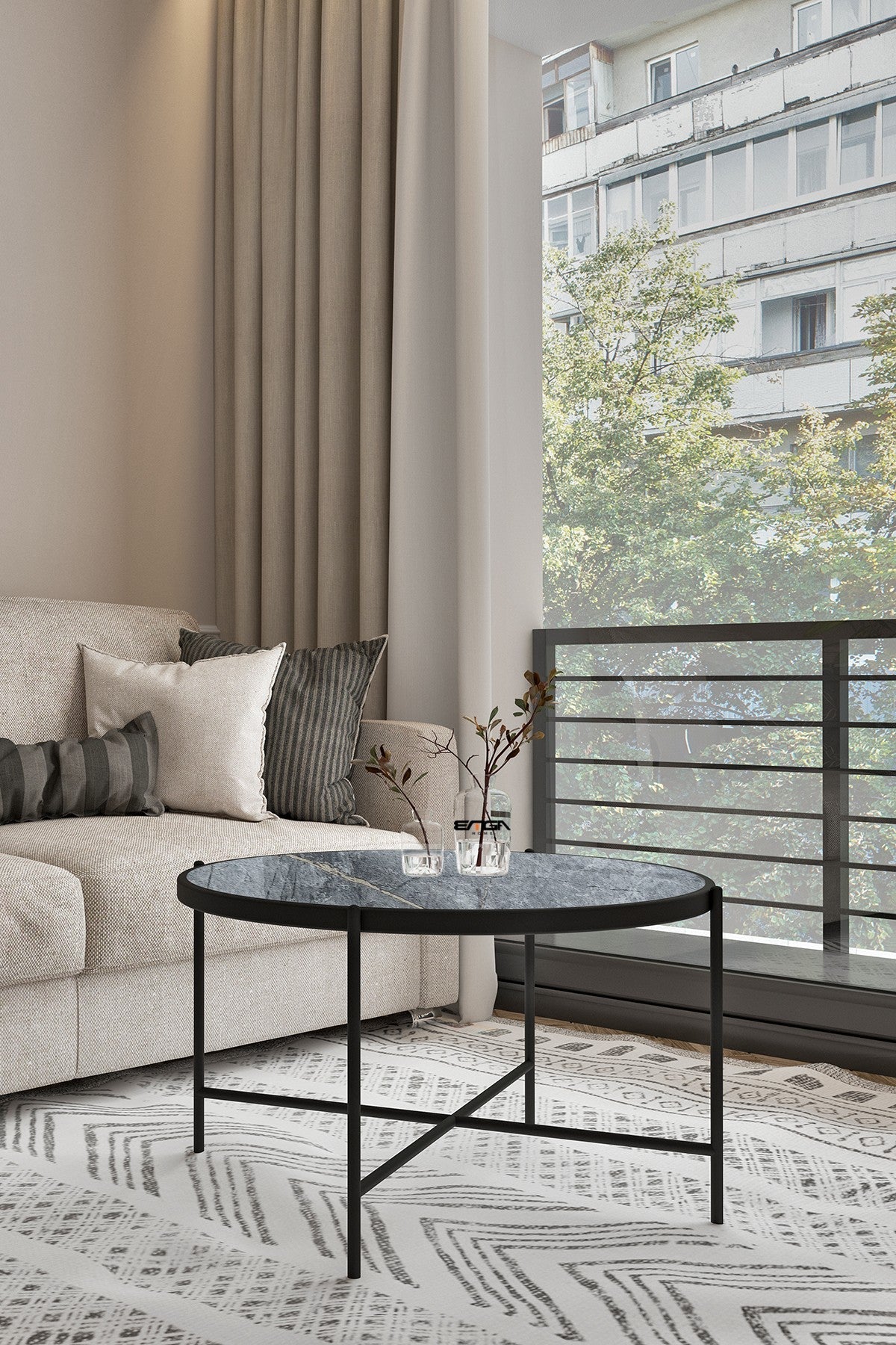 Măsuță de cafea Rotto, Diverse culori, 75x75x45 cm - Marble - Antracit | SKU: 594MRS1227 | Măsuță de cafea Rotto, 75x75x45 cm, varianta Marble - Antracit, produs pentru amenajarea locuinței, disponibil online în România la CasaMob