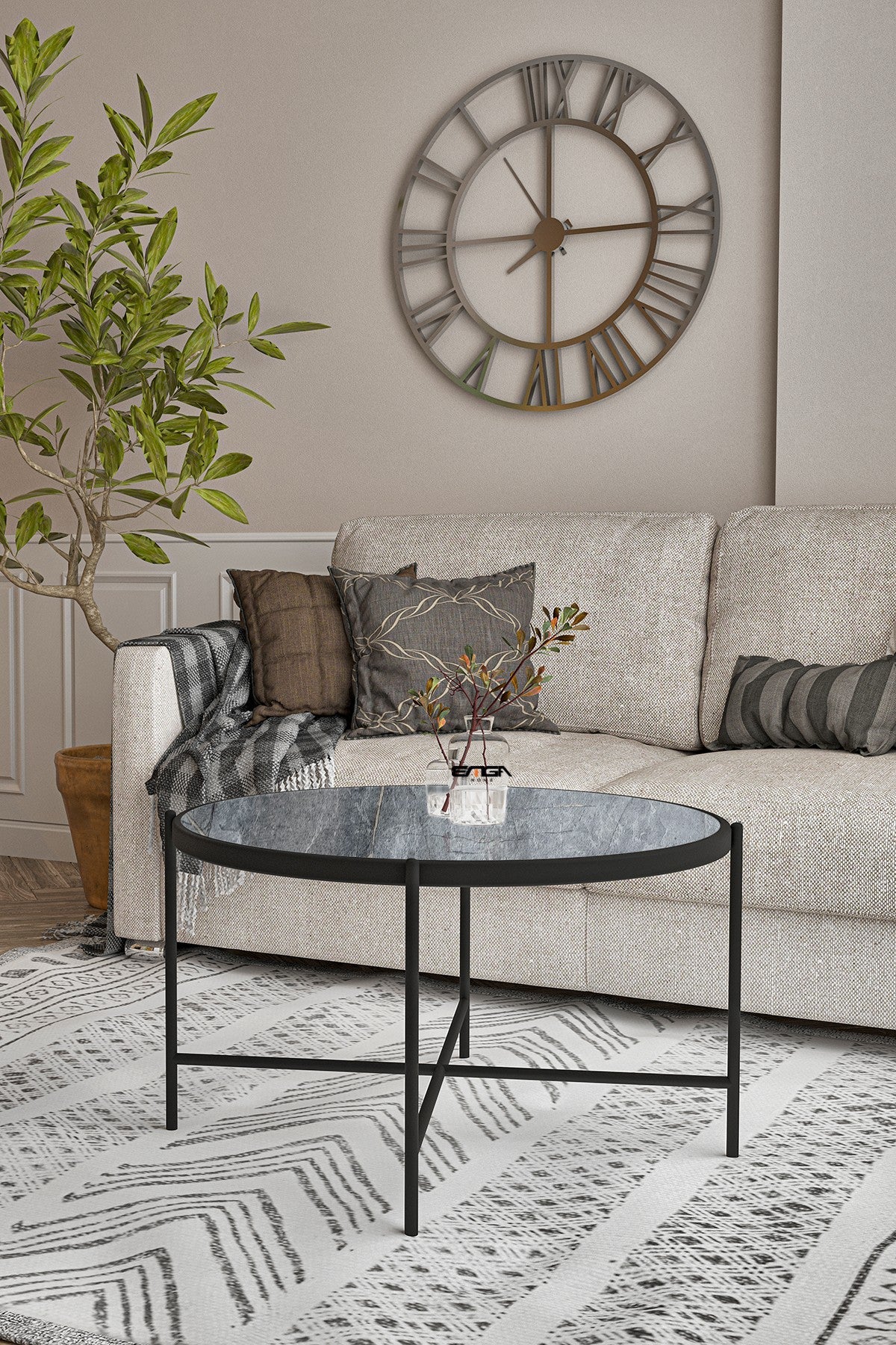 Măsuță de cafea Rotto, Diverse culori, 75x75x45 cm - Marble - Antracit | SKU: 594MRS1227 | Măsuță de cafea Rotto, 75x75x45 cm, varianta Marble - Antracit, produs pentru amenajarea locuinței, disponibil online în România la CasaMob