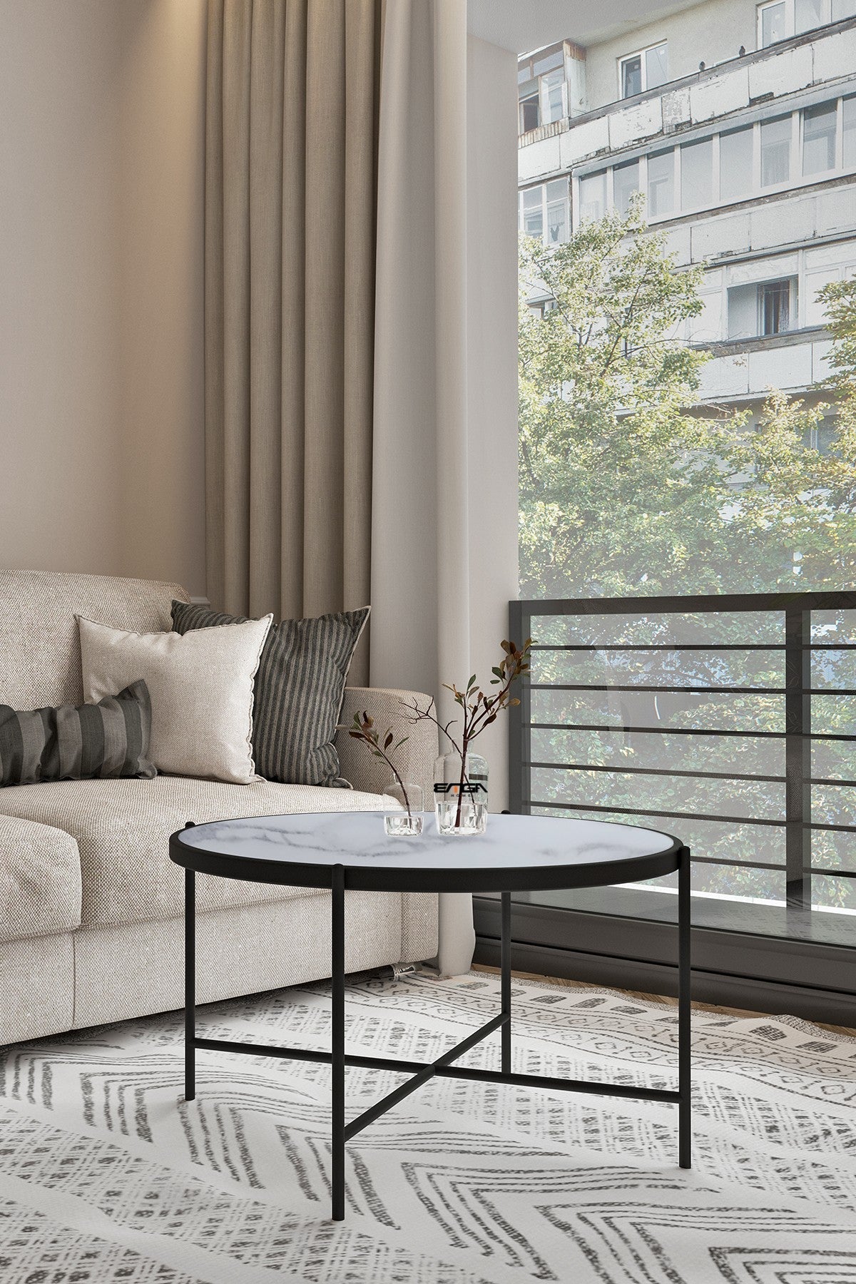 Măsuță de cafea Rotto, Diverse culori, 75x75x45 cm - Marble - Alb | SKU: 594MRS1228 | Măsuță de cafea Rotto, 75x75x45 cm, varianta Marble - Alb, produs pentru amenajarea locuinței, disponibil online în România la CasaMob