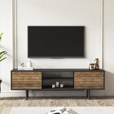 Comodă TV Colosseo, Negru - Nuc, 160x35x52 cm