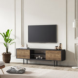 Comodă TV Colosseo, Negru - Nuc, 160x35x52 cm