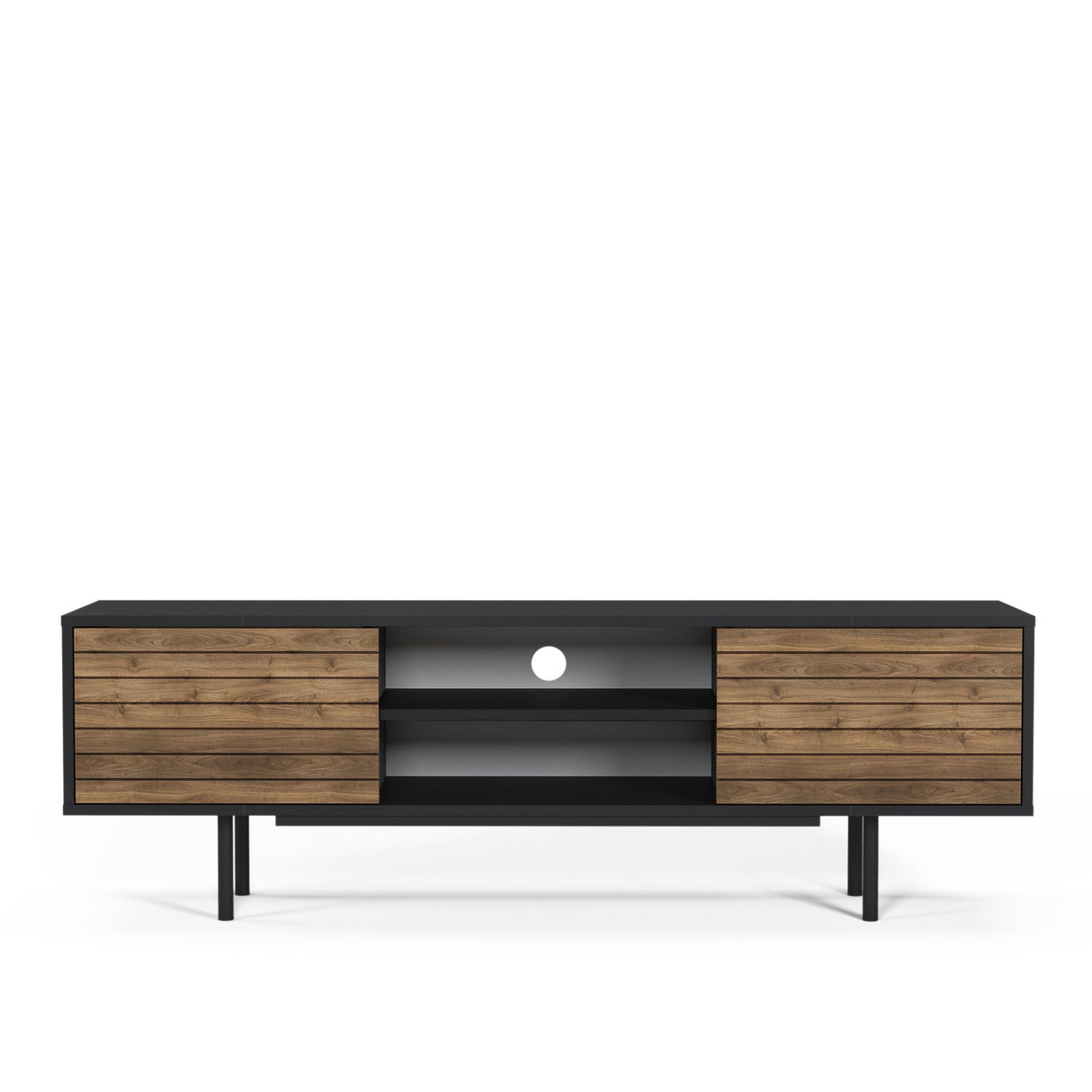 Comodă TV Colosseo, Negru - Nuc, 160x35x52 cm