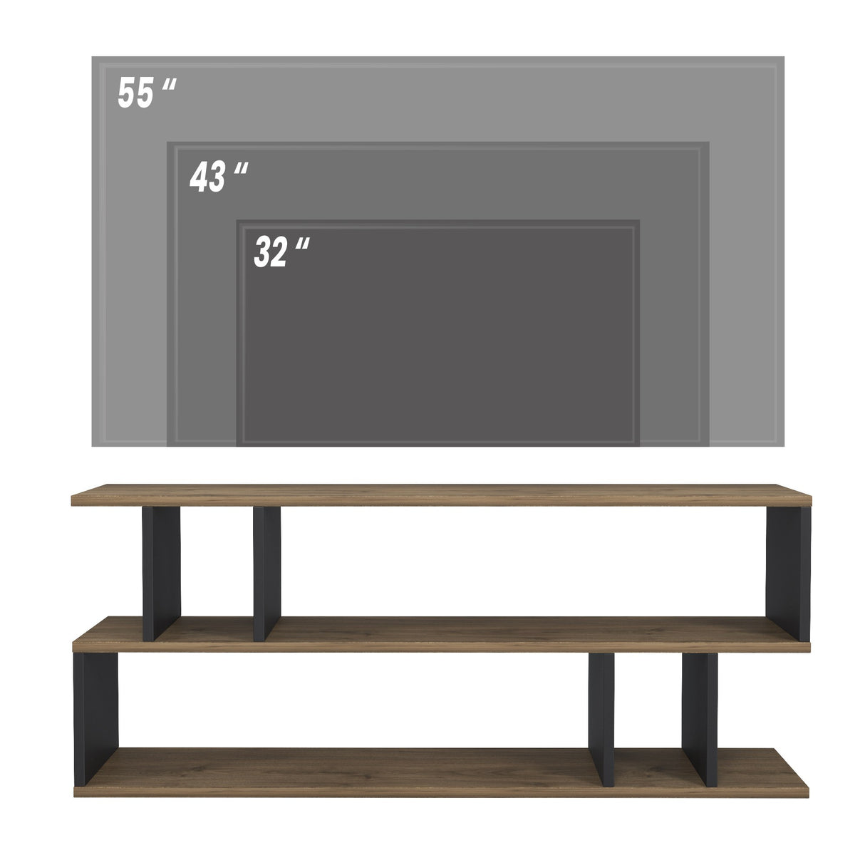 Comodă TV Piramide, Nuc - Negru, 120x35x50 cm