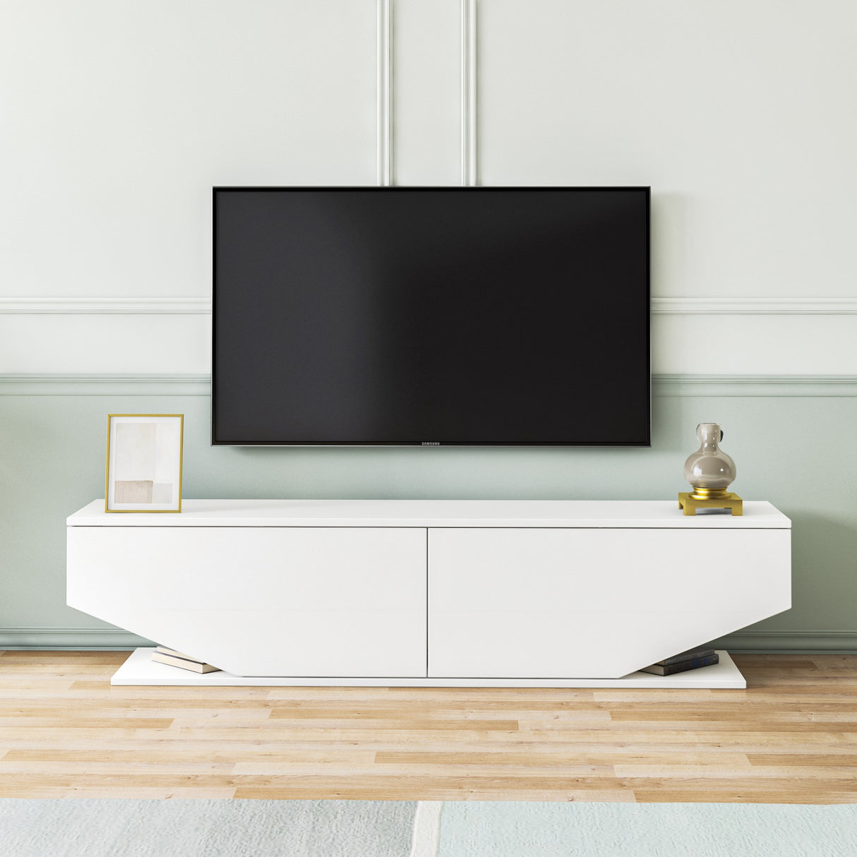 Comodă TV Ares, Alb, 160x33x37 cm