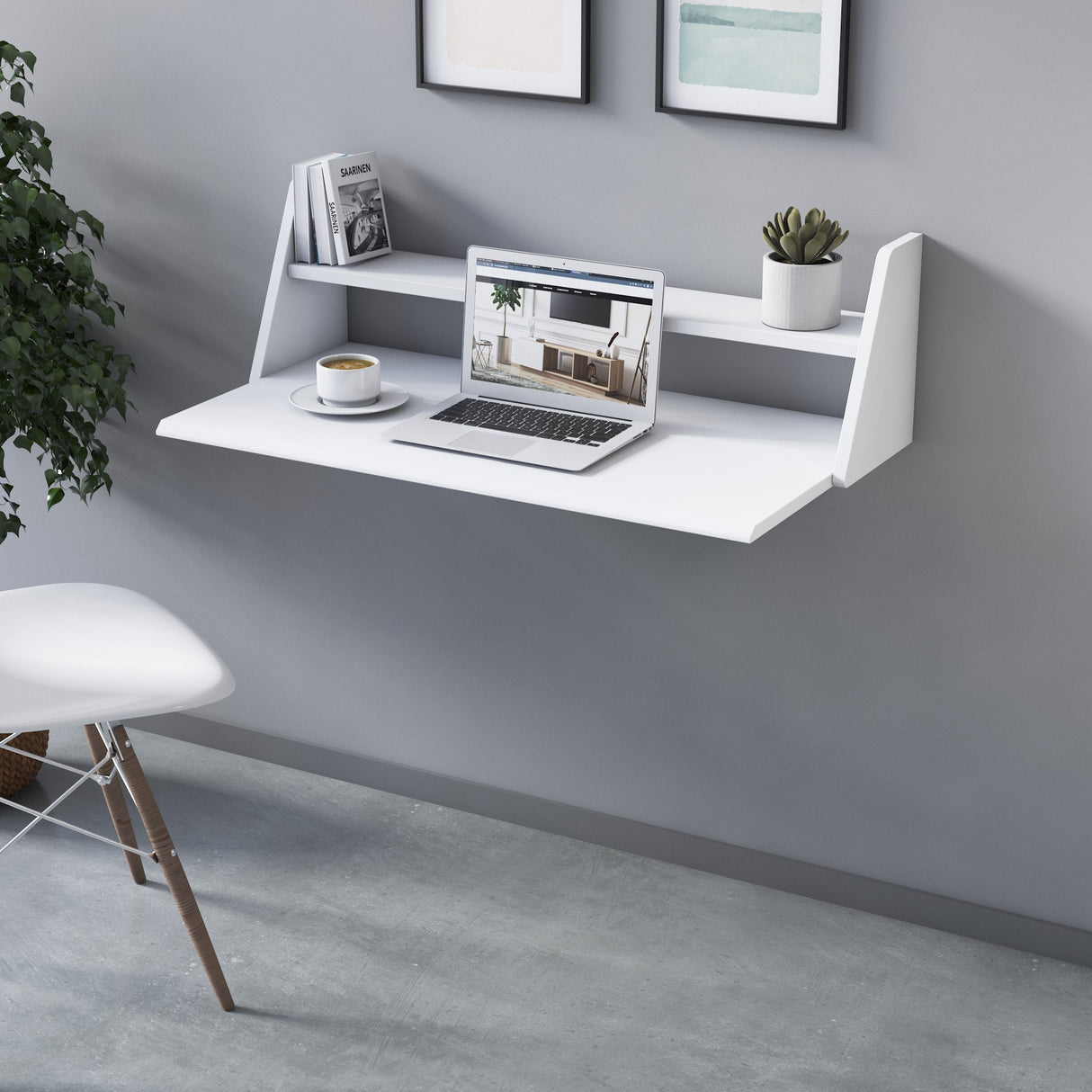 Birou Turner, Alb, 89x27x45 cm