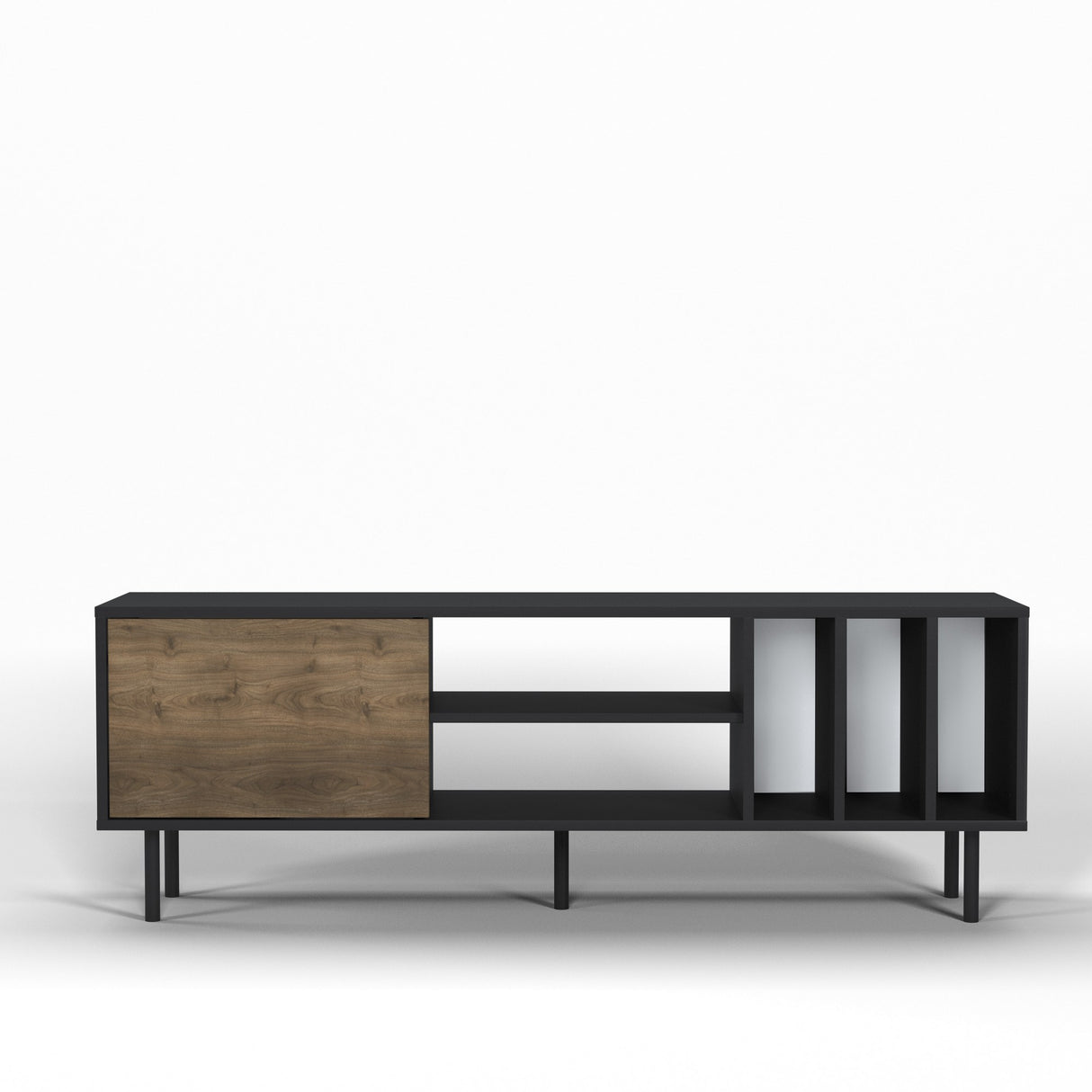 Comodă TV Pietra, Diverse culori, 160x35x57 cm - Nuc - Negru | SKU: 598MNM1110 | Comodă TV Pietra, 160x35x57 cm, varianta Nuc - Negru, produs pentru amenajarea locuinței, disponibil online în România la CasaMob