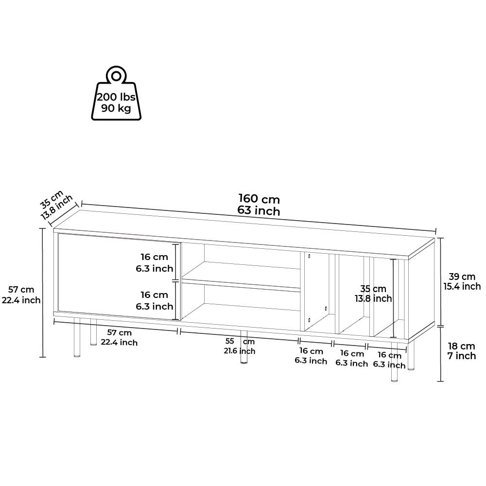 Comodă TV Pietra, Diverse culori, 160x35x57 cm - Nuc - Negru | SKU: 598MNM1110 | Comodă TV Pietra, 160x35x57 cm, varianta Nuc - Negru, produs pentru amenajarea locuinței, disponibil online în România la CasaMob