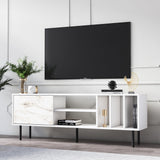 Comodă TV Pietra, Diverse culori, 160x35x57 cm - Alb | SKU: 598MNM1130 | Comodă TV Pietra, 160x35x57 cm, varianta Alb, produs pentru amenajarea locuinței, disponibil online în România la CasaMob