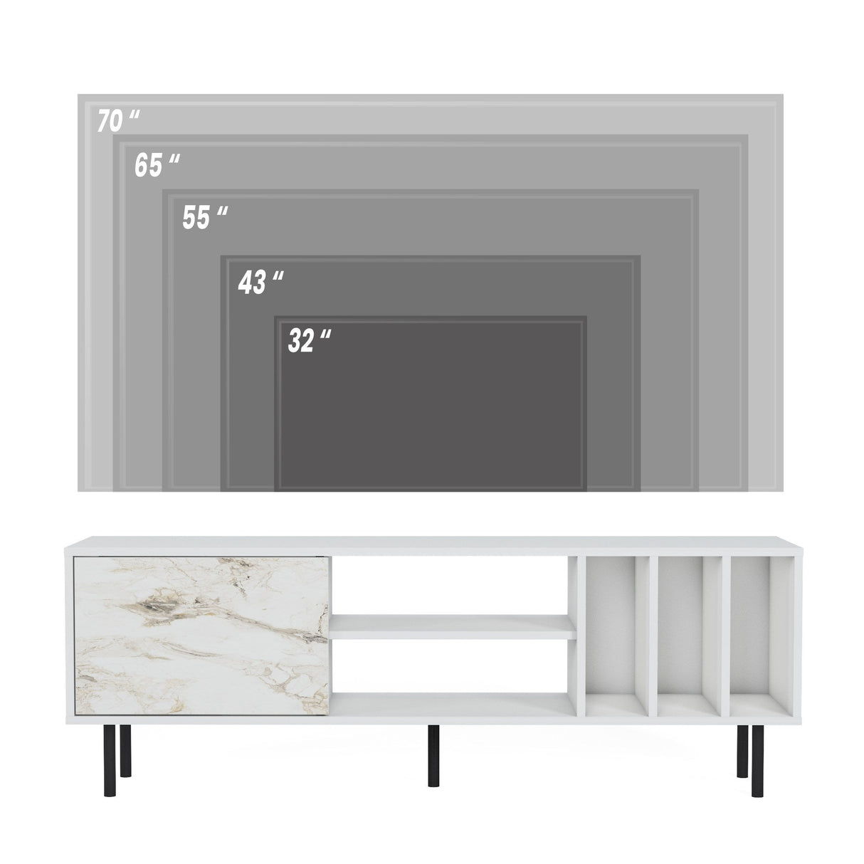 Comodă TV Pietra, Diverse culori, 160x35x57 cm - Alb | SKU: 598MNM1130 | Comodă TV Pietra, 160x35x57 cm, varianta Alb, produs pentru amenajarea locuinței, disponibil online în România la CasaMob