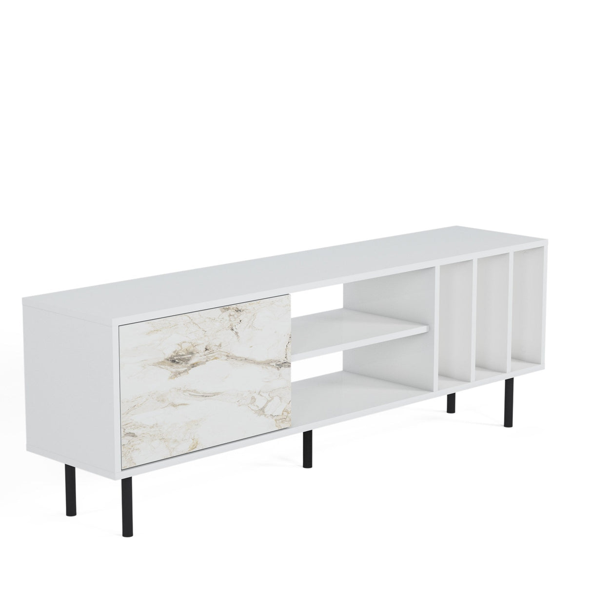Comodă TV Pietra, Diverse culori, 160x35x57 cm - Alb | SKU: 598MNM1130 | Comodă TV Pietra, 160x35x57 cm, varianta Alb, produs pentru amenajarea locuinței, disponibil online în România la CasaMob