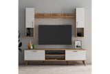 Comodă TV TVU0203, Alb - Pin atlantic, 180x35x48 cm