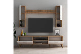 Comodă TV TVU0203, Alb - Pin atlantic, 180x35x48 cm