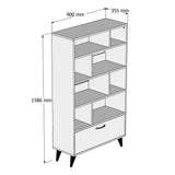 Bibliotecă KTB0202, Alb - Pin atlantic, 90x36x160 cm