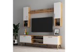 Comodă TV TVU0203, Alb - Pin atlantic, 180x35x48 cm
