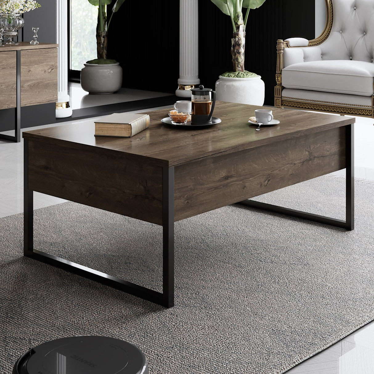Măsuță de cafea Luxe, Diverse culori, 90x60x40 cm - Nuc - Negru | SKU: 618BLY1126 | Măsuță de cafea Luxe, 90x60x40 cm, varianta Nuc - Negru, produs pentru amenajarea locuinței, disponibil online în România la CasaMob