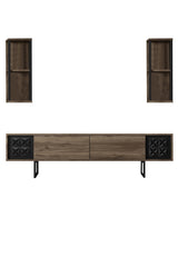 Set mobilă pentru sufragerie negru Line Set, Diverse culori, 180x30x18 cm - Nuc - Negru | SKU: 618BLY1155 | Set mobilă pentru sufragerie negru Line Set, 180x30x18 cm, varianta Nuc - Negru, produs pentru amenajarea locuinței, disponibil online în România la CasaMob