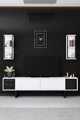 Set mobilă pentru sufragerie negru Line Set, Diverse culori, 180x30x18 cm - Alb - Negru | SKU: 618BLY1156 | Set mobilă pentru sufragerie negru Line Set, 180x30x18 cm, varianta Alb - Negru, produs pentru amenajarea locuinței, disponibil online în România la CasaMob