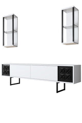 Set mobilă pentru sufragerie negru Line Set, Diverse culori, 180x30x18 cm - Alb - Negru | SKU: 618BLY1156 | Set mobilă pentru sufragerie negru Line Set, 180x30x18 cm, varianta Alb - Negru, produs pentru amenajarea locuinței, disponibil online în România la CasaMob