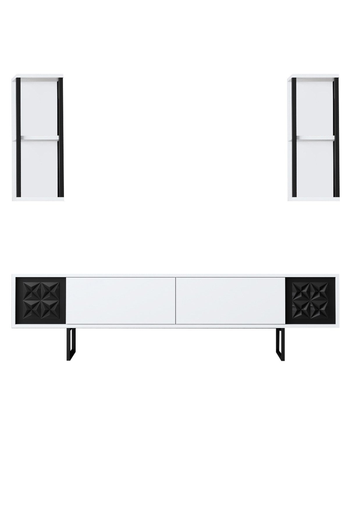 Set mobilă pentru sufragerie negru Line Set, Diverse culori, 180x30x18 cm - Alb - Negru | SKU: 618BLY1156 | Set mobilă pentru sufragerie negru Line Set, 180x30x18 cm, varianta Alb - Negru, produs pentru amenajarea locuinței, disponibil online în România la CasaMob
