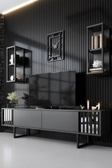 Set mobilă pentru sufragerie Chrome Line Set, Diverse culori, 180x30x18 cm - Antracit - Negru | SKU: 618BLY1157 | Set mobilă pentru sufragerie Chrome Line Set, 180x30x18 cm, varianta Antracit - Negru, produs pentru amenajarea locuinței, disponibil online în România la CasaMob