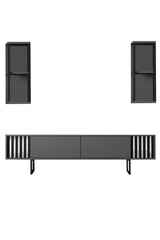 Set mobilă pentru sufragerie Chrome Line Set, Diverse culori, 180x30x18 cm - Antracit - Negru | SKU: 618BLY1157 | Set mobilă pentru sufragerie Chrome Line Set, 180x30x18 cm, varianta Antracit - Negru, produs pentru amenajarea locuinței, disponibil online în România la CasaMob