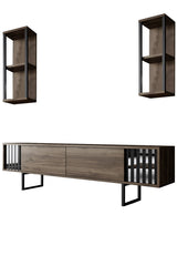 Set mobilă pentru sufragerie Chrome Line Set, Diverse culori, 180x30x18 cm - Nuc - Negru | SKU: 618BLY1158 | Set mobilă pentru sufragerie Chrome Line Set, 180x30x18 cm, varianta Nuc - Negru, produs pentru amenajarea locuinței, disponibil online în România la CasaMob